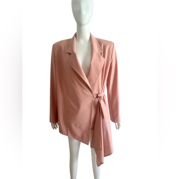Pyer Moss Wrap Jacket Blazer Pink Shoulder Pads Wool Size Small - Picture 1 of 8